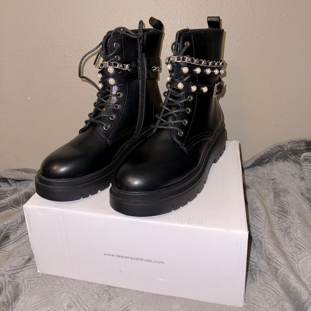 Dream Pairs Black Studded Combat Boots
